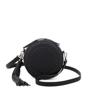 NWT  Bohemian Western Sticked Round Crossbody Bag in Black